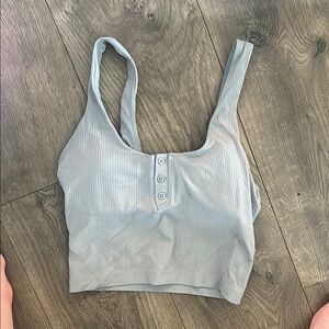 Light Blue Ribbed Crop Top